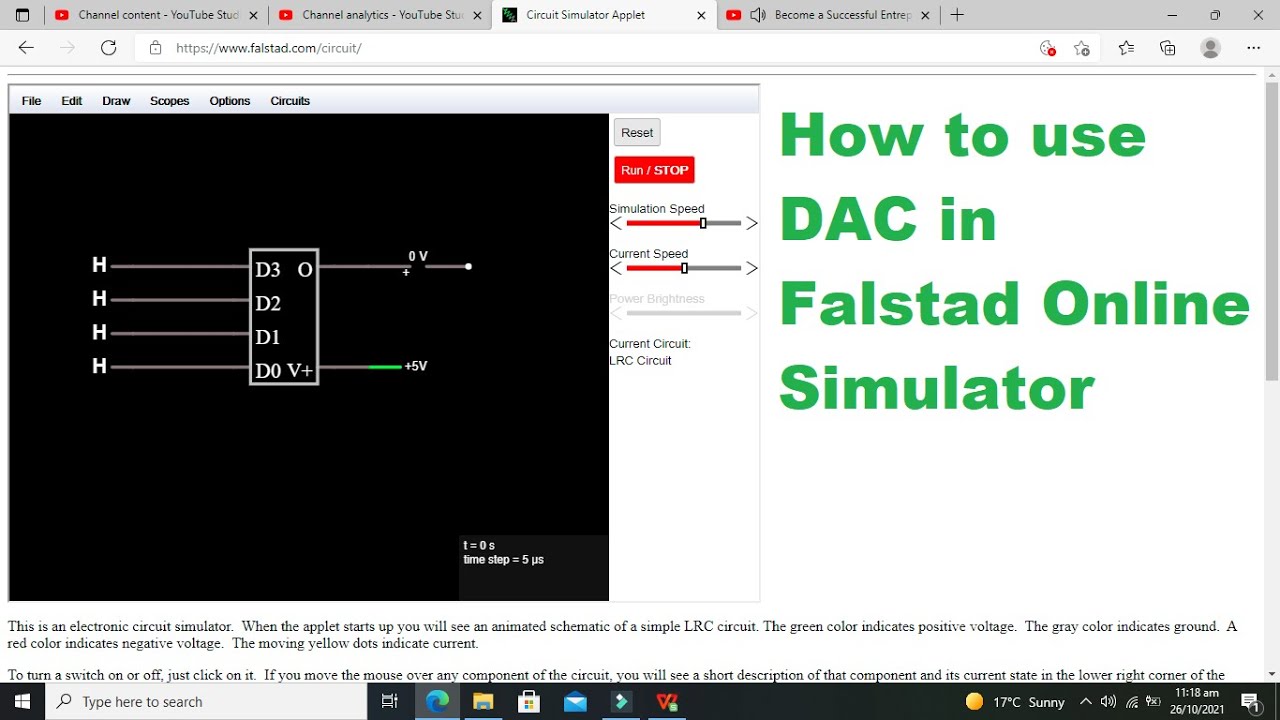 how to use a DAC in falstad | how to simulate DAC in falstad online simulator