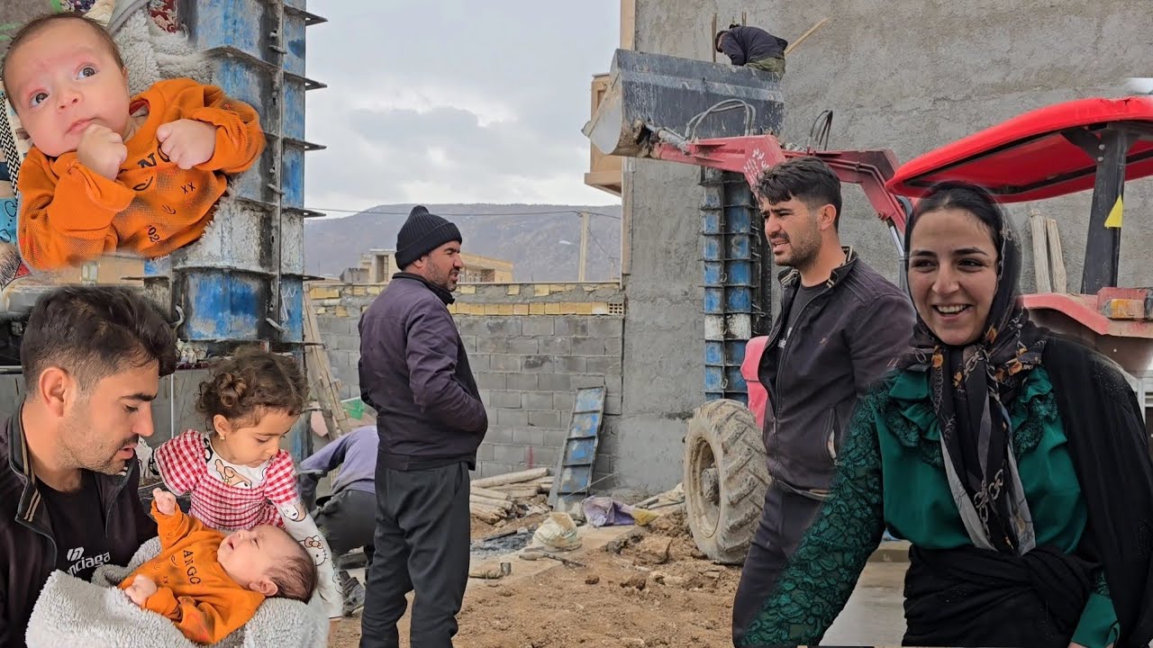 A Day with Hamid’s Family 🌿 | Pouring Concrete for House Columns & Narges Cooking Lunch|Nomadic Life