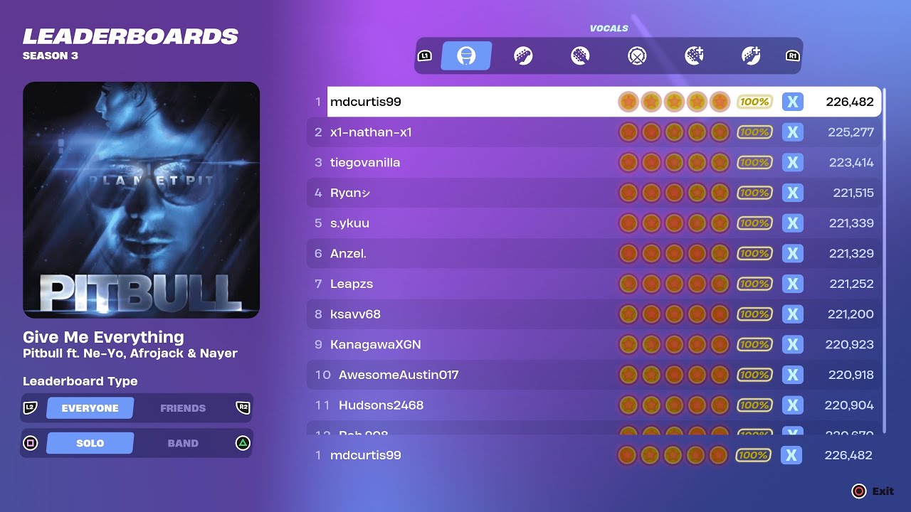 [Fortnite Festival S3] Give Me Everything Expert Vocals 100% FC World Record