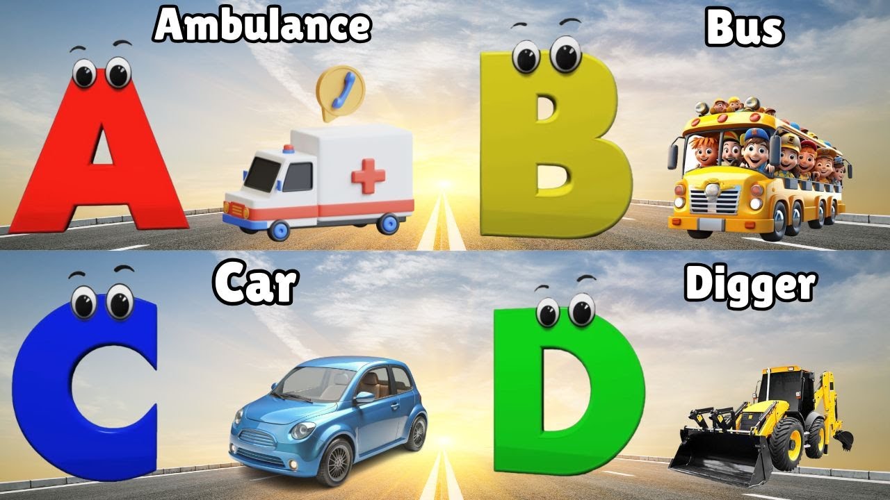 ABC Song Phonics, Transportation Song, ABC Song, Alphabet Educational Song A to Z for kids
