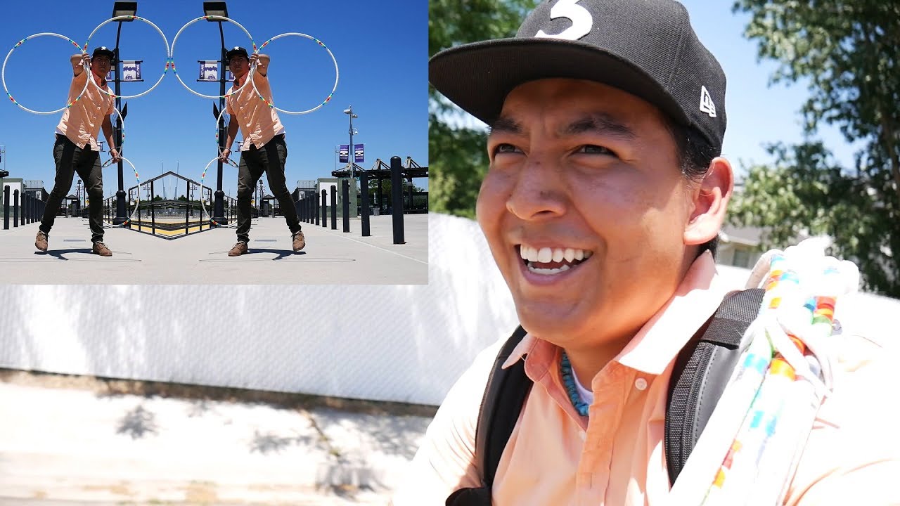 A City Navajo Biking With His Powwow Outfit