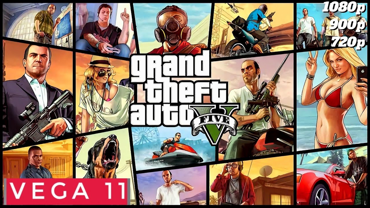 GTA V | VEGA 11 | Ryzen 5 2400G | Benchmark Performance test 720p 900p 1080P