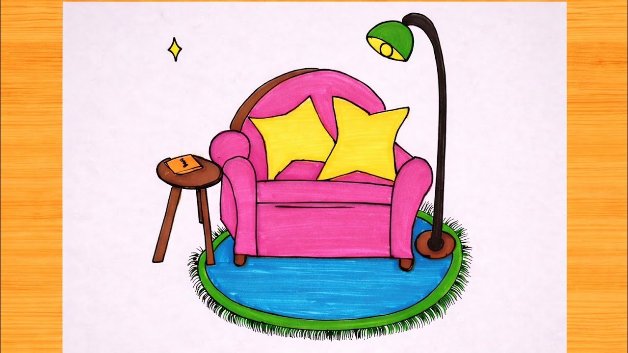 Beautiful Living Room Drawing ✏️ Easy Sofa & Lamp Sketch | Relaxing Pencil Art 2026