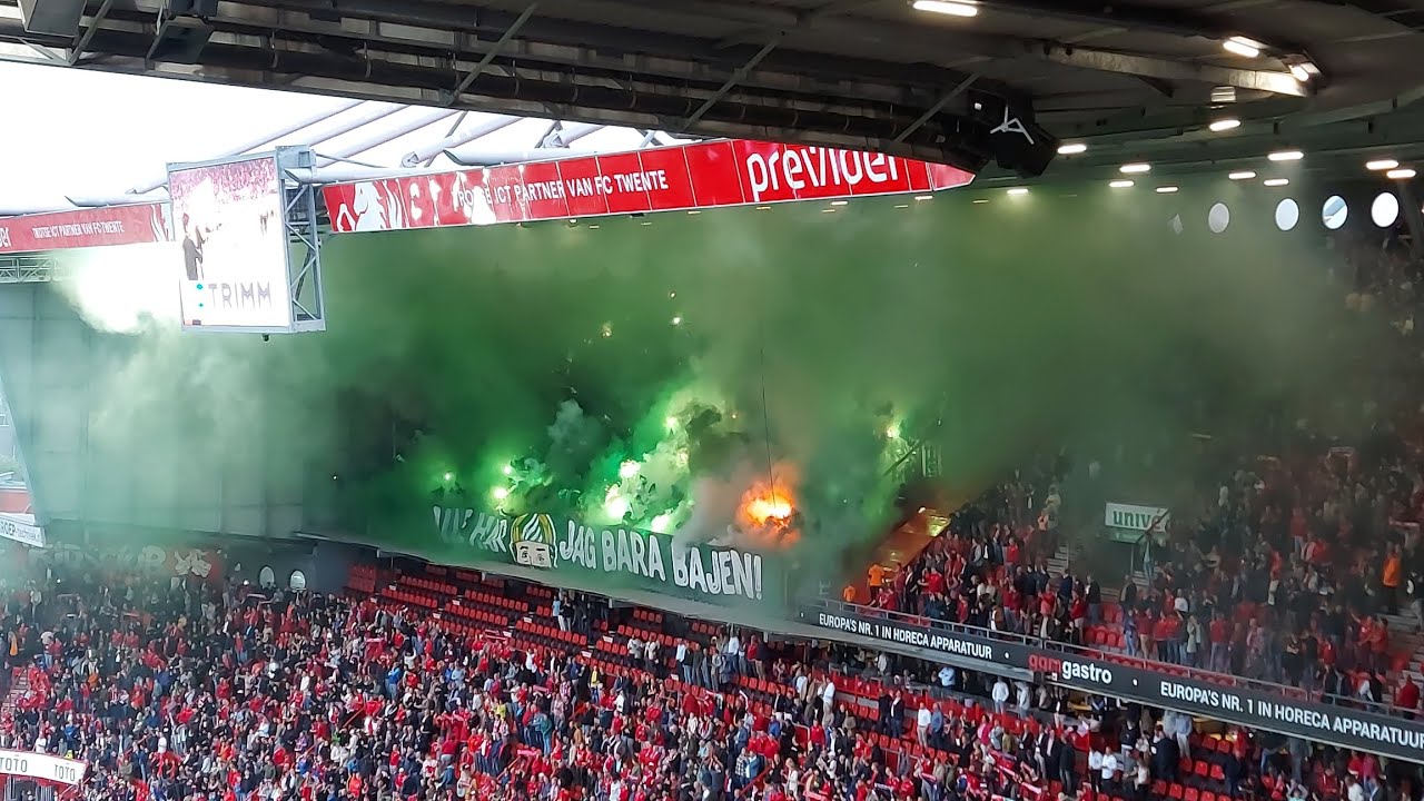 FC Twente Enschede - Hammarby IF 1:0; 27.07.2023; choreos, pyro; some minutes before the game