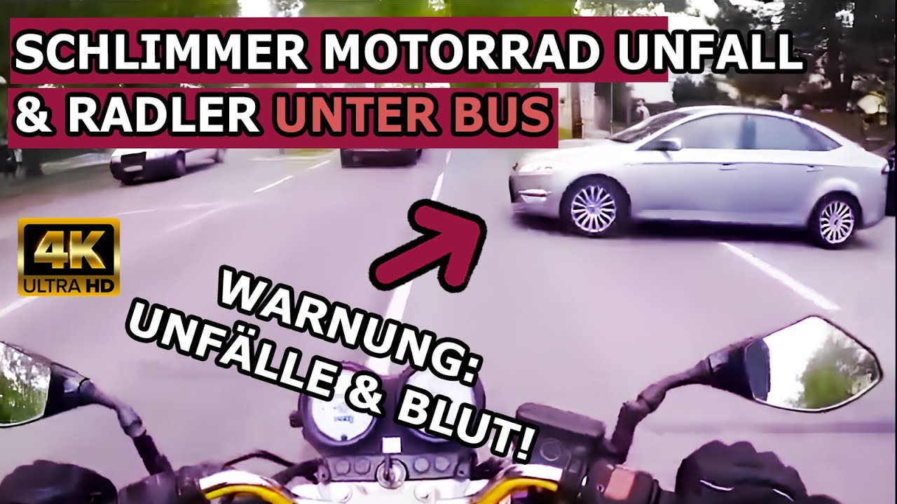 Heftiges Fehlverhalten Führt Zu Unfall, Road Rage gegen Mofa & Radler kommt unter Bus. 4K Dashcams