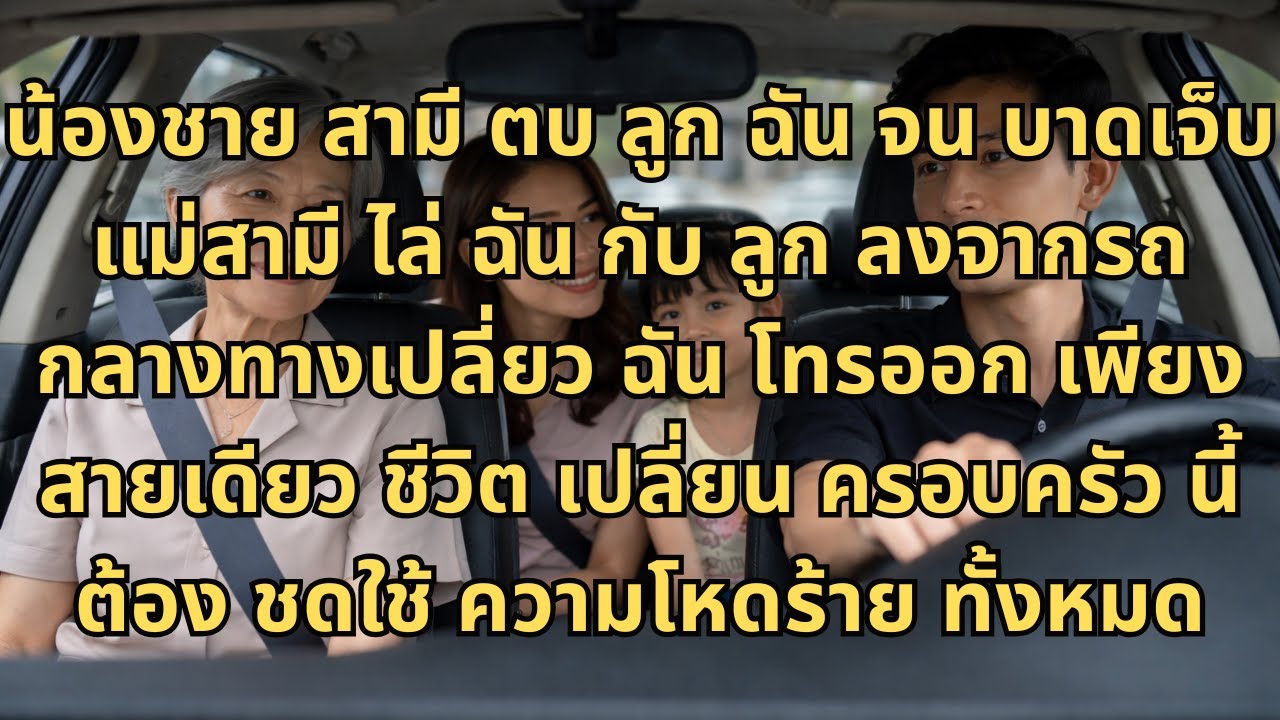 น้องชายสามีตบลูกฉันจนบาดเจ็บ แม่สามีไล่ฉันกับลูกลงจากรถกลางทางเปลี่ยว ฉันโทรออกเพียงสายเดียว…