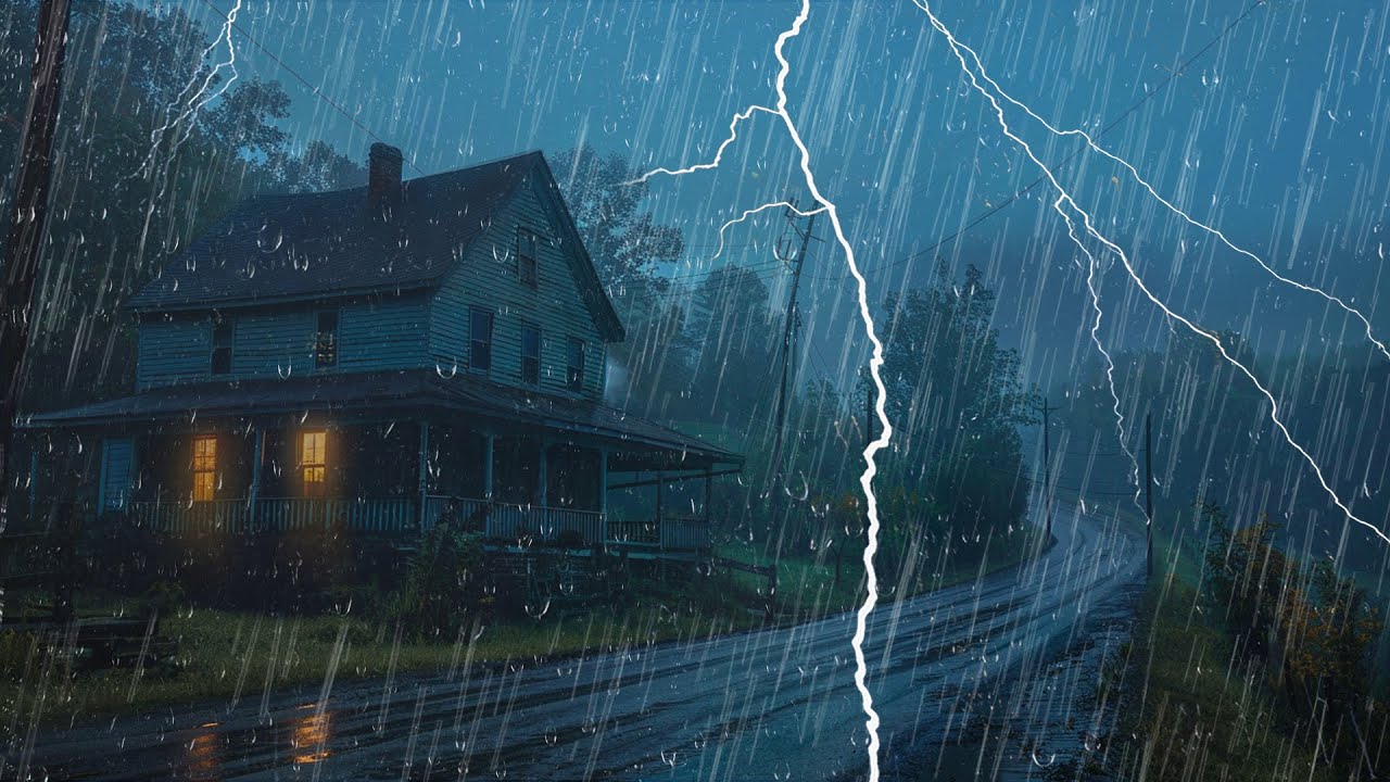 Supera el Insomnio con Lluvia Fuerte y Truenos – Sonido para Dormir Toda la Noche