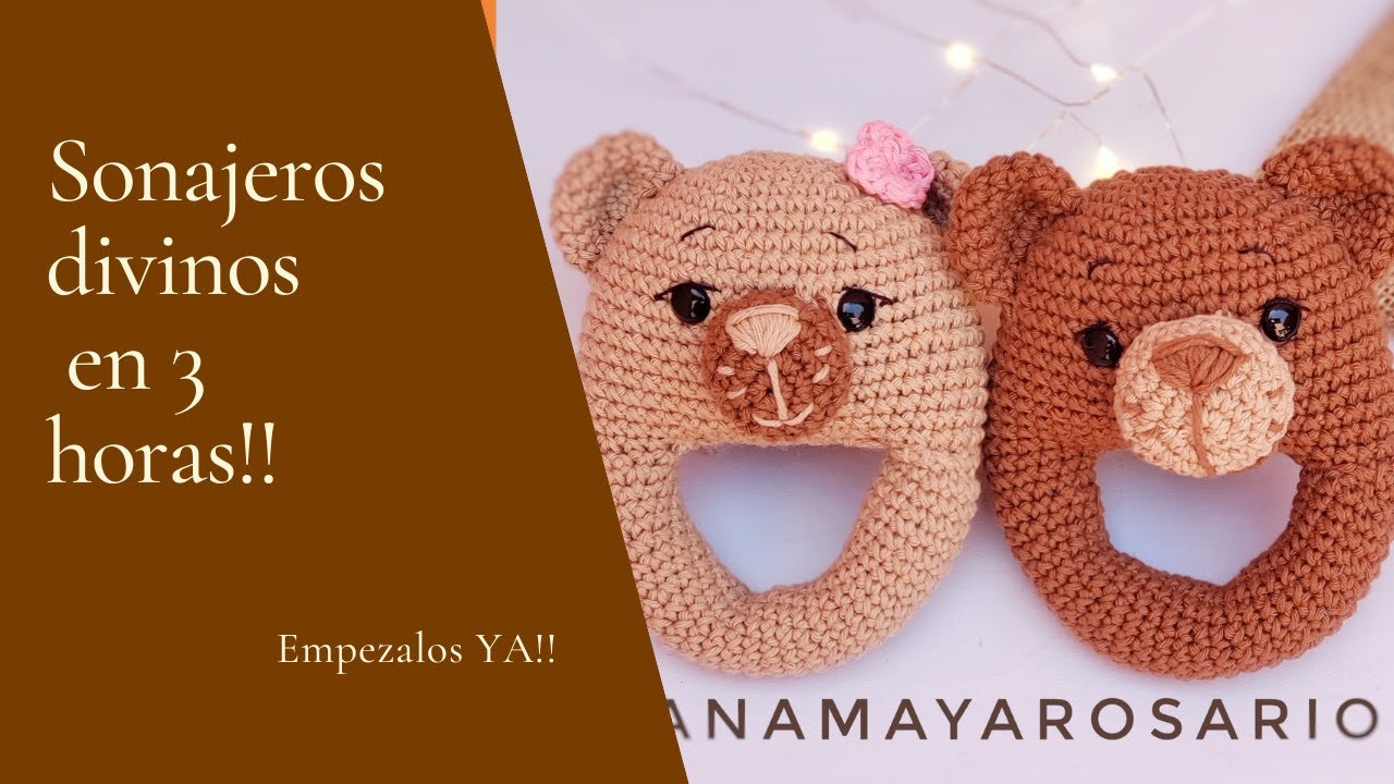 Como hacer Sonajero de Osito. AMIGURUMI  PARA BEBES en 3 horas!!!No te los pierdas!!