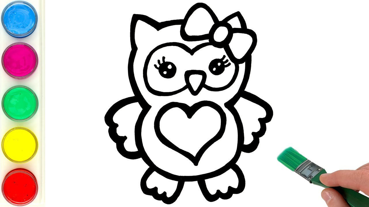 Owl Drawing, Painting, Coloring for Kids and Toddlers | How to Draw Animals