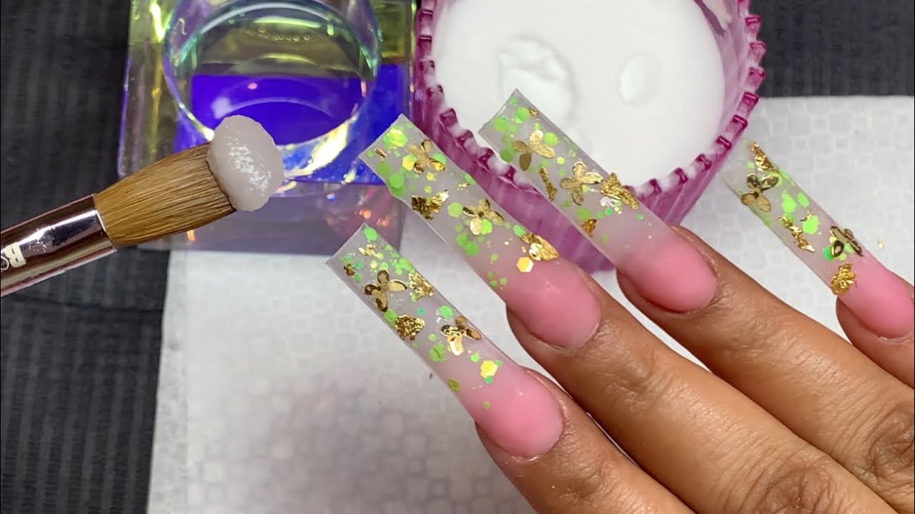 WATCH ME WORK WITH NON DOMINANT HAND💚/ ACRYLIC NAILS TUTORIAL FROM SRART TO FINISH