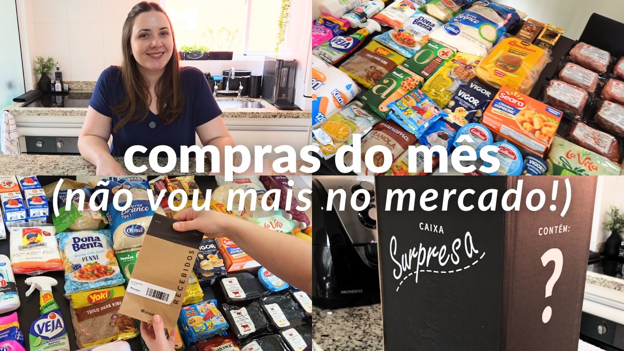 PAREI DE IR NO MERCADO! comprar online vale a pena? brindes + caixa surpresa