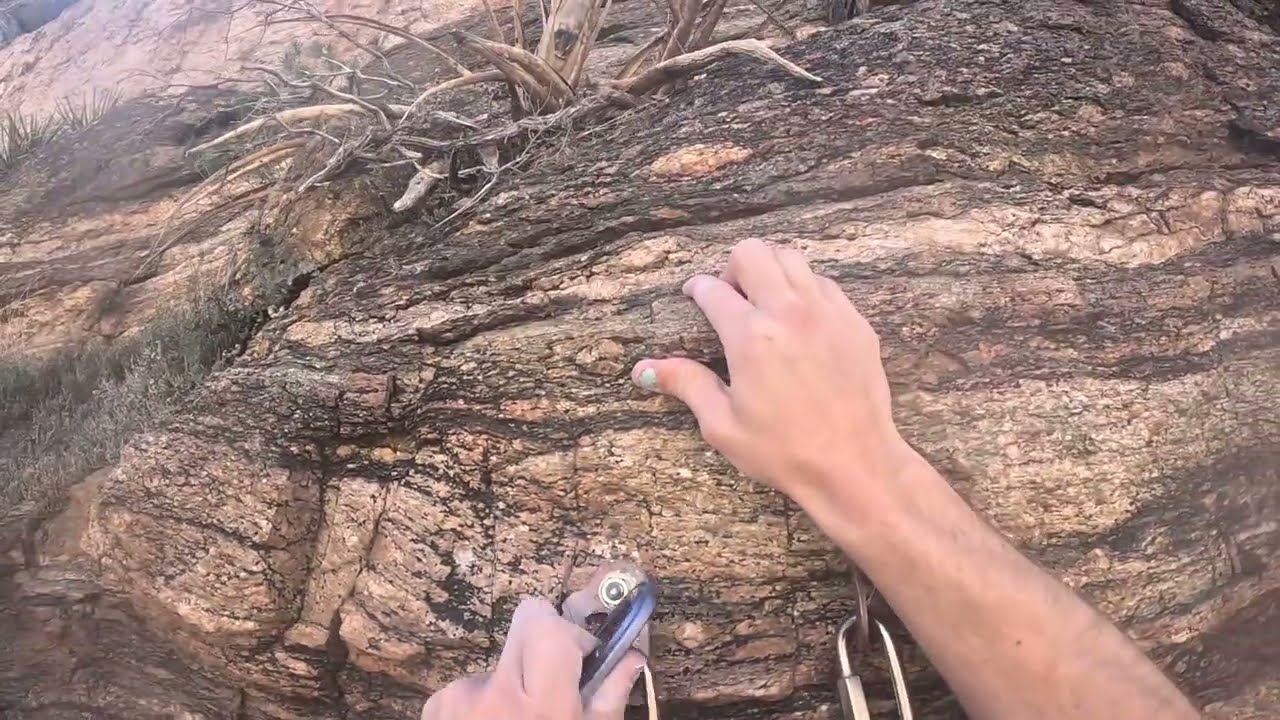 Climbing Gneiss Guys Finish Fast (5.8) at Wall of the Flying Scorpions Mount Lemmon