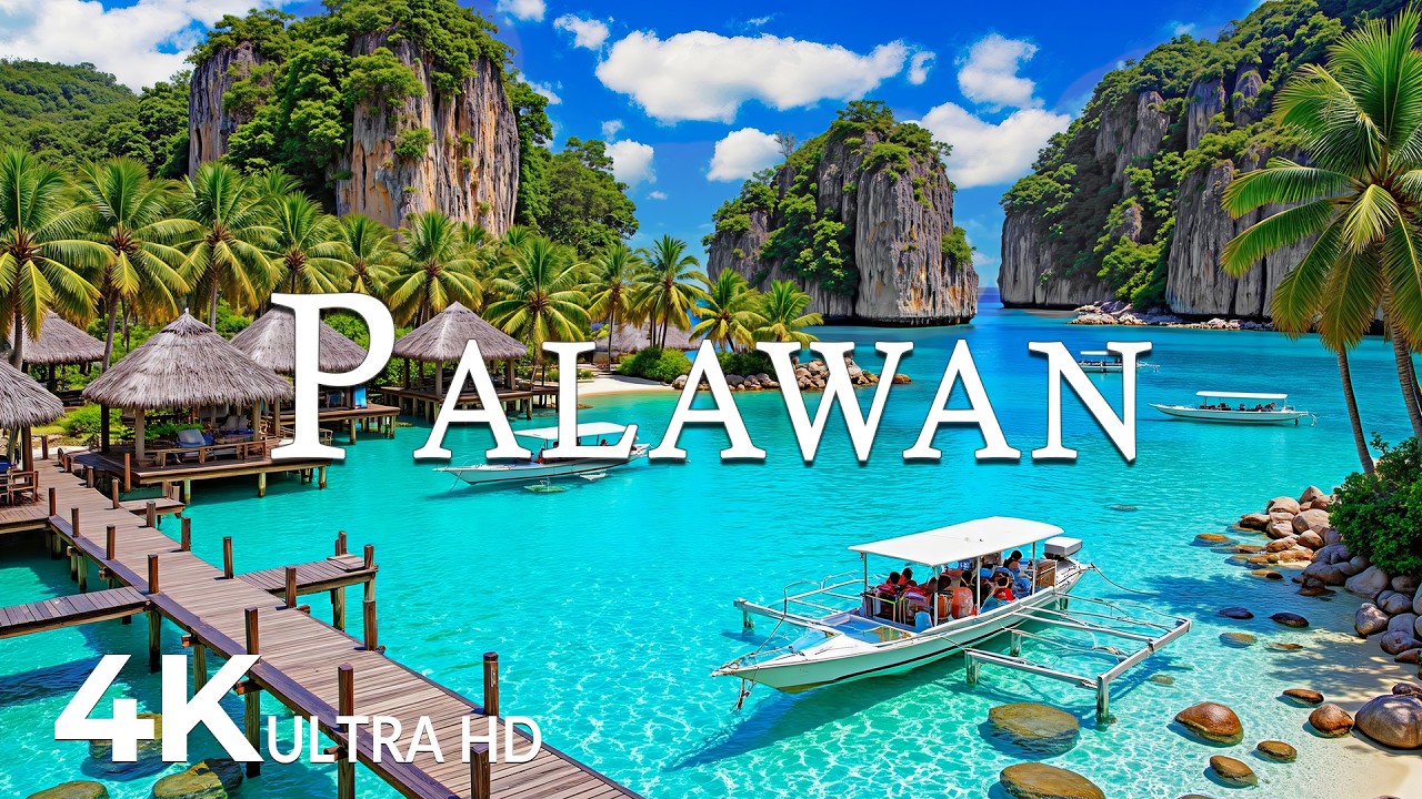 FLYING OVER PALAWAN (4K UHD) &ndash; Soothing Music Along With Beautiful Nature Video - 4K Video ULTRA HD