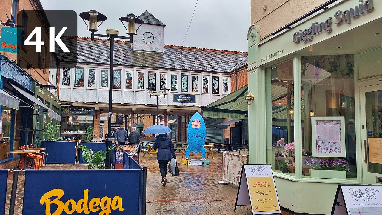 4K UHD | Leicester (St Martin Square, Hotel St, Loseby Ln, Silver St) Walking Around The City Centre