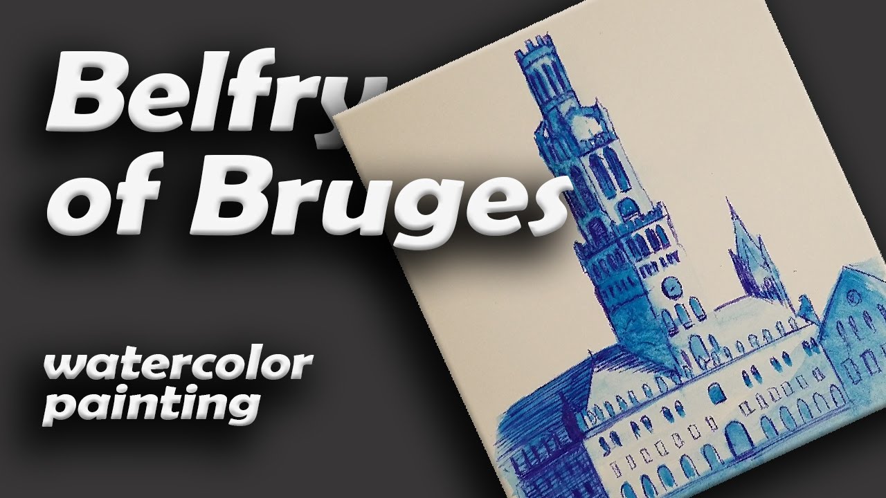 Painting the Belfry of Bruges | MONOCOLOR | EASY | WATERCOLOR PAINTING