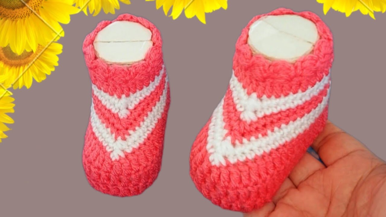 كروشيه  خطوة بخطوة للمبتدئين /حذاء كروشيه للرضيع من الولادة إلى 3 أشهر | Crochet Baby Booties 