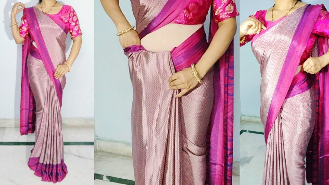 Uniform crepe saree draping perfectly for beginners | Office wear crepe saree draping with new trick