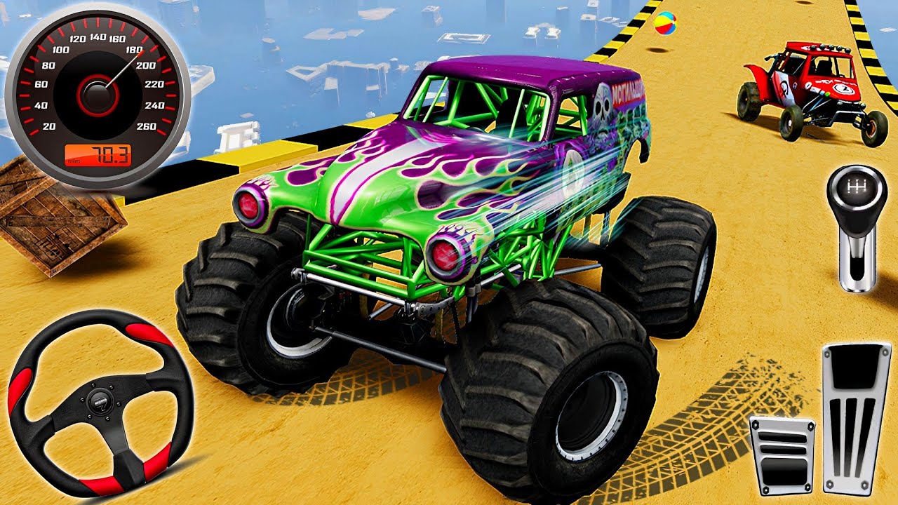 Monster Truck Mega Ramp Extreme Racing - Impossible GT Cars Stunts Simulator : Android Gameplay #5