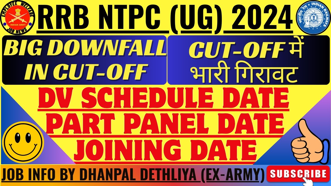 Good News- Big Downfall in Cut-Off😲 RRB NTPC (UG) 2024 | Cut Off Decrease in DV-3🔥| NTPC Part Panel