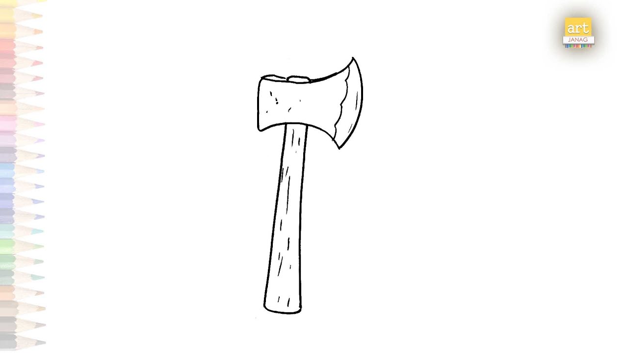 Axe drawing | Outline drawings easy | How to draw an Axe step by step | #artjanag