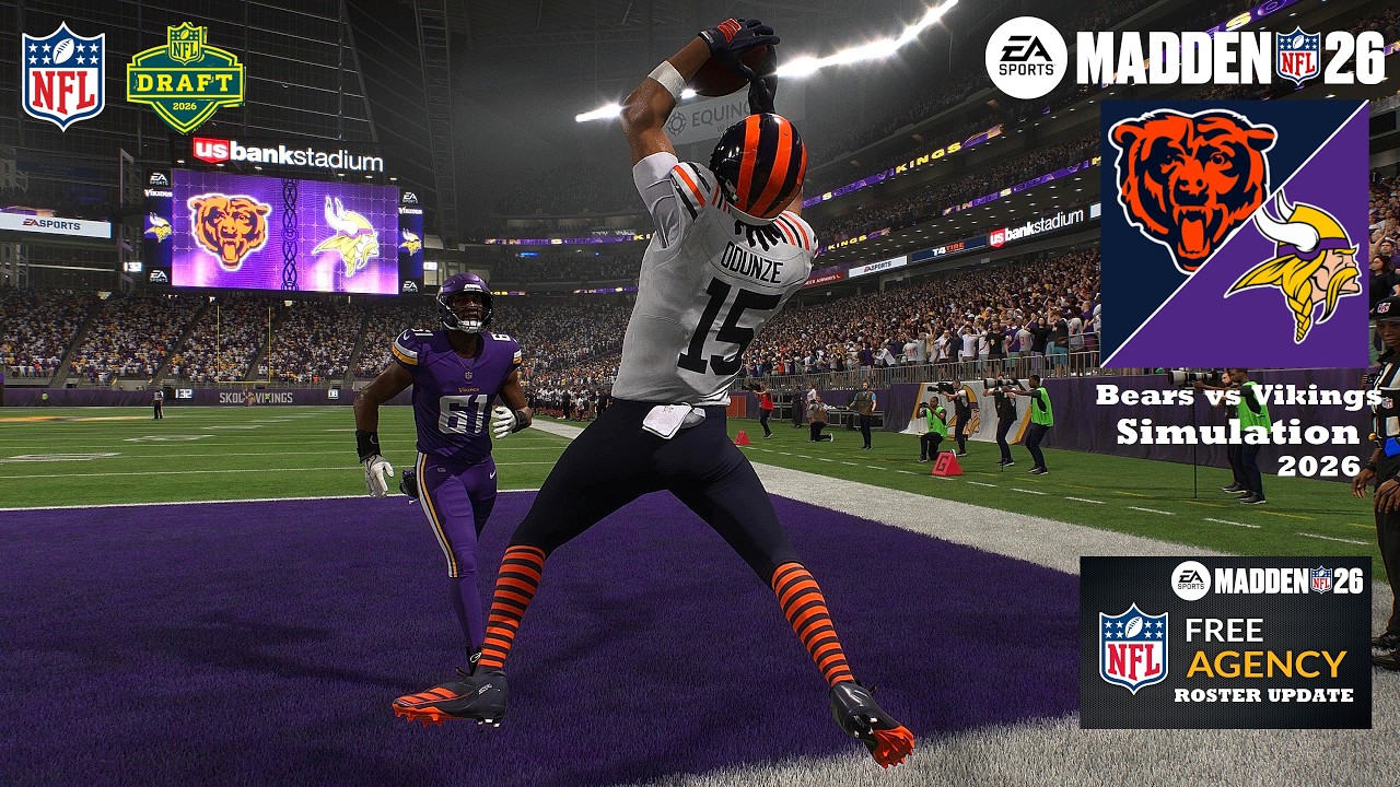 Madden 26: Чикаго Беарз против Миннесота Вайкингс, неделя 18 (обновленный состав Madden 27), симу...
