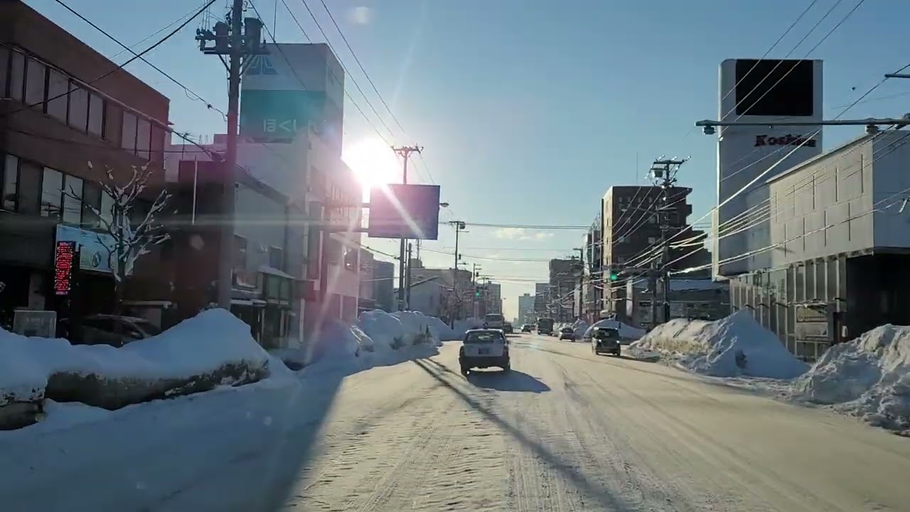 2026年2月17日朝　札幌市西区発寒6条9丁目～二十四軒手稲通～北5条手稲通～手稲左股通～山の手通交差点　ドライブ