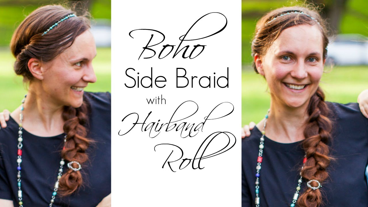 Boho Side Braid with Hairband Roll