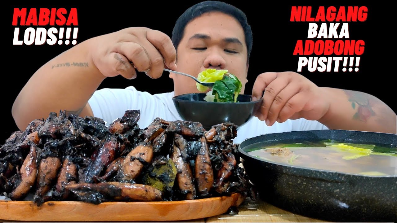 ADOBONG PUSIT MUKBANG ASMR | NILAGANG BAKA | MUKBANG PHILIPPINES