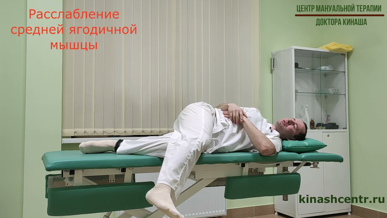 Расслабление средней ягодичной мышцы. Боль в спине и ноге.