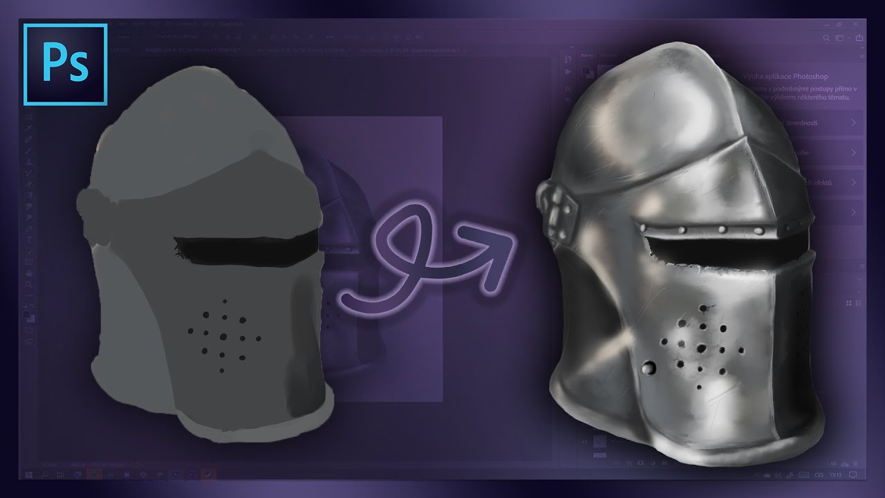 Digital Painting of Knight Helmet