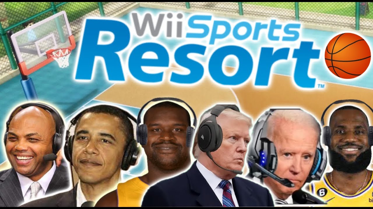 Президенты США играют в баскетбол на Wii Sports. 4 фута. Леброн, Шак и Чарльз Баркли