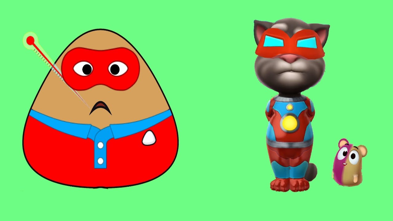 POU y TOM superheroes - Juego de Pou y el gato Tom en español.