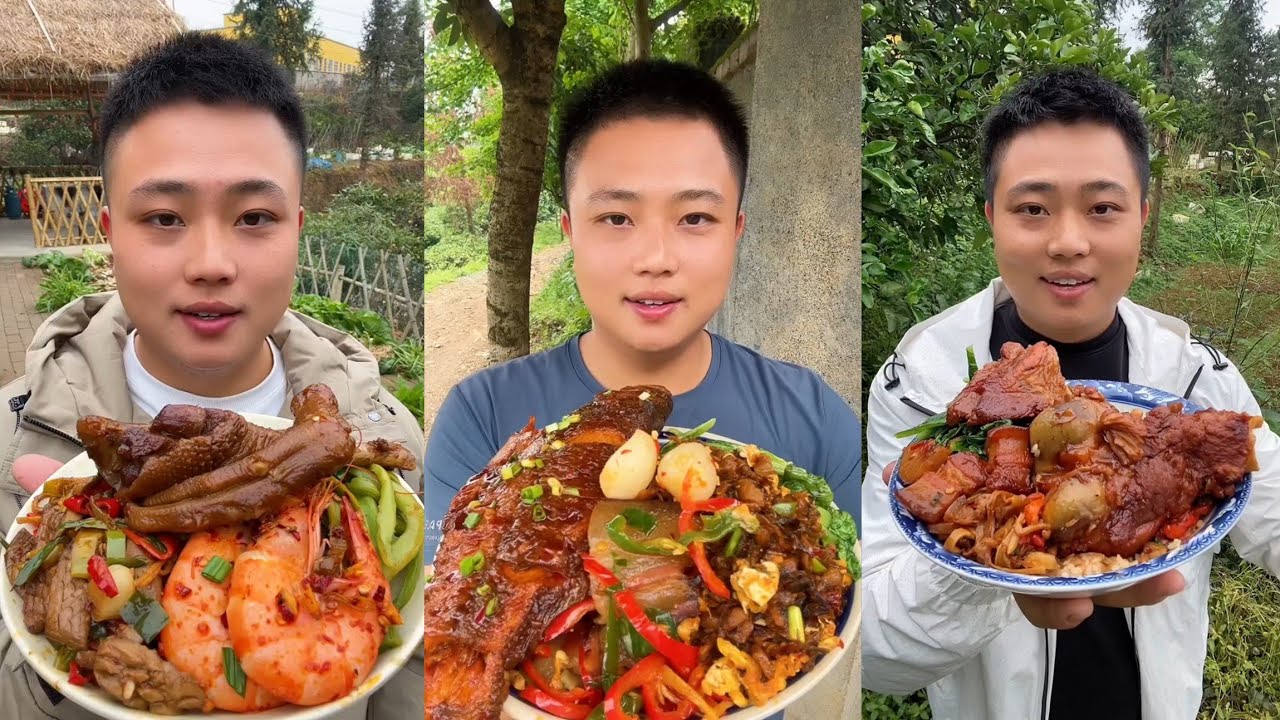 Yummy #06 Eat Meat 🍖🥓🫑🌶️🦑🍲, chicken 🍗 🍗, Shrimp 🦐🦐.. #mukbang #eatingshow #yummyfood