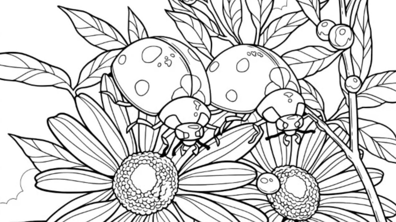 How to color this illustration of two Ladybugs and daisies| #art #coloring #trending #viral #relax