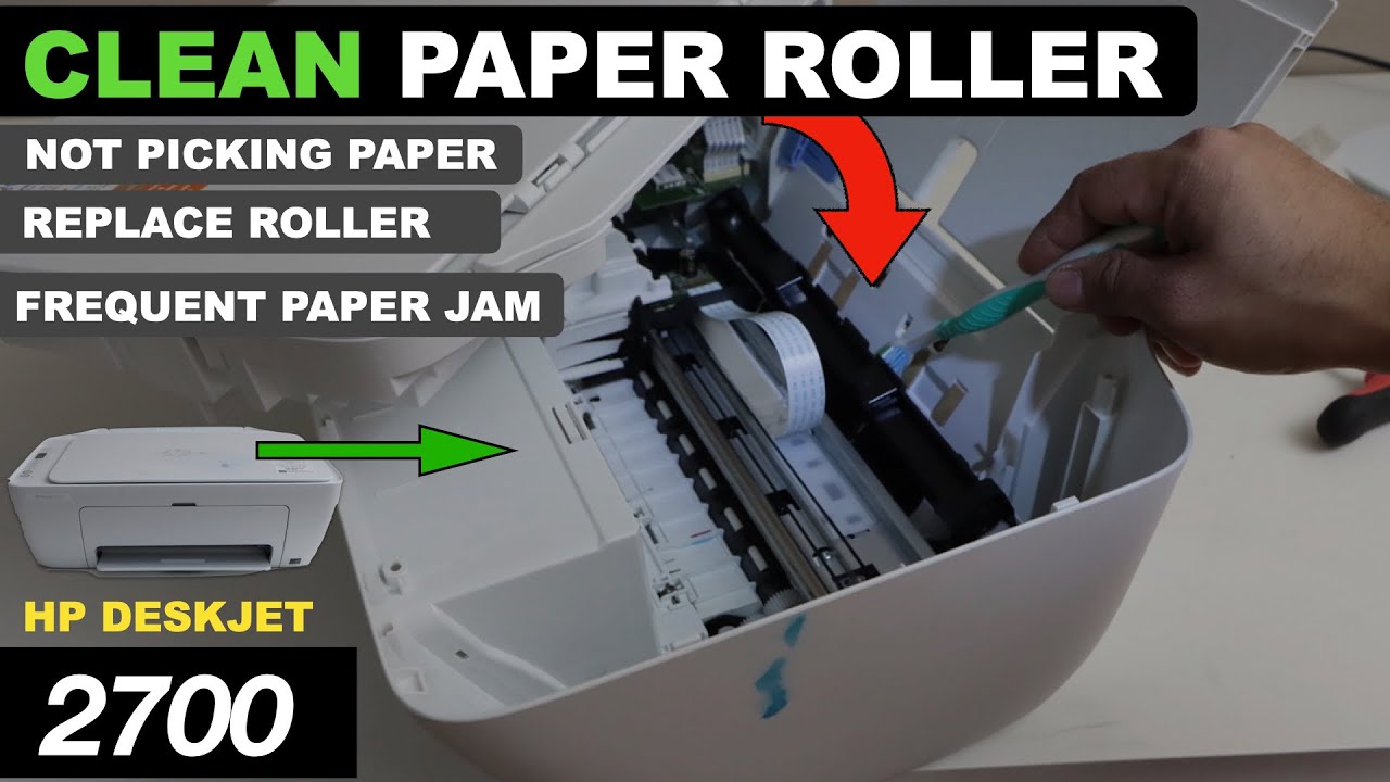 Очистка роликов подачи бумаги HP DeskJet 2700. Устранение неполадок, из-за которых принтер не зах...