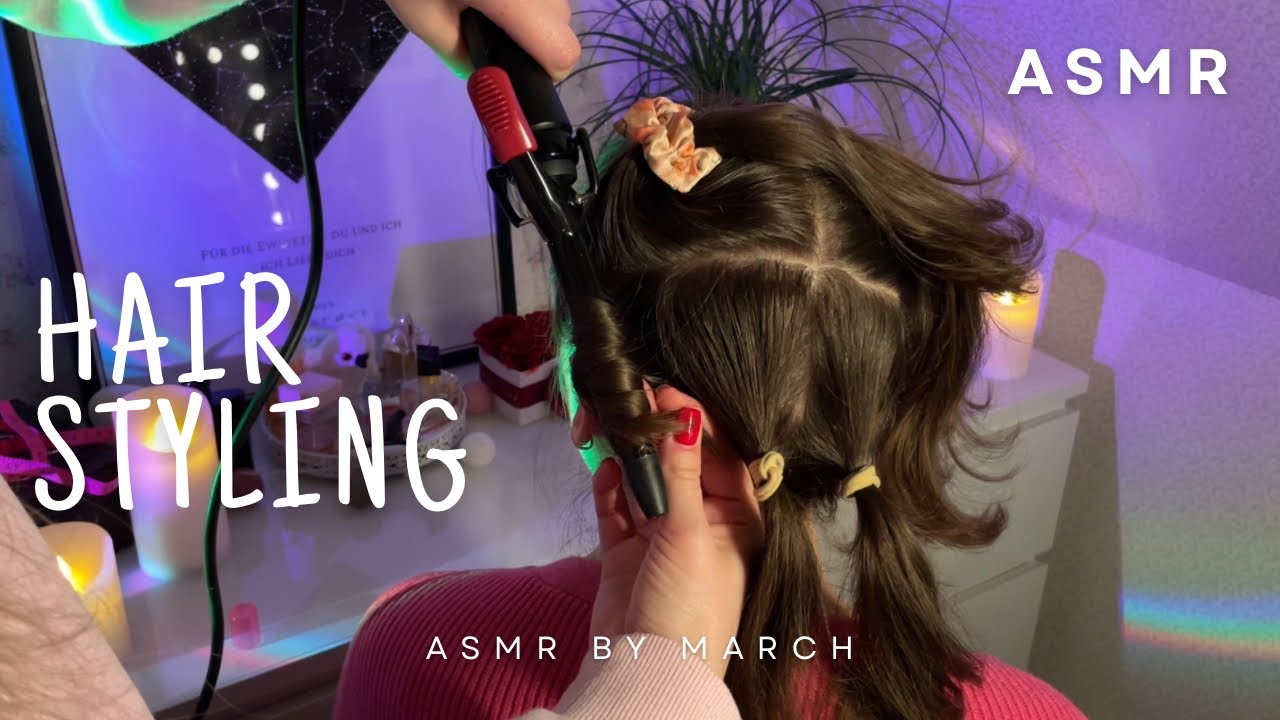 ASMR 💛 Hair Play, Hair Curling, Hair Styling | No talking