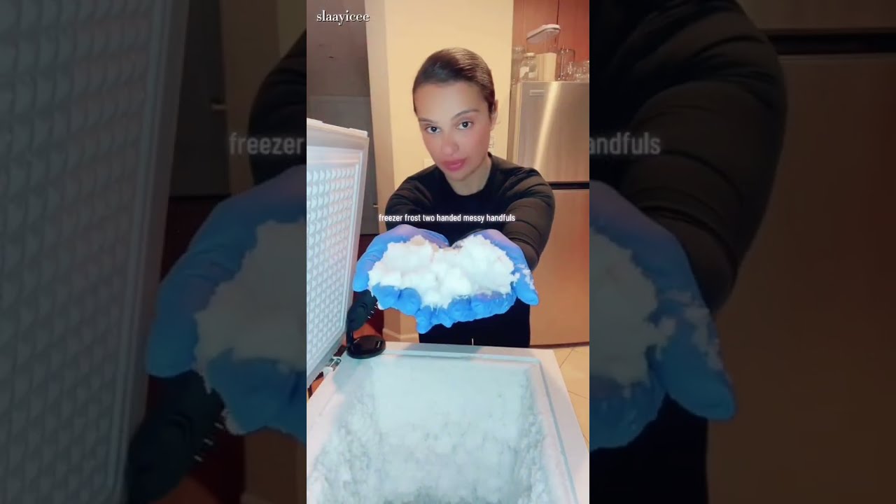 ICE EATING HANDFULS AND SPOONFUL FREEZER FROST COMPILATION TIKTOKER 