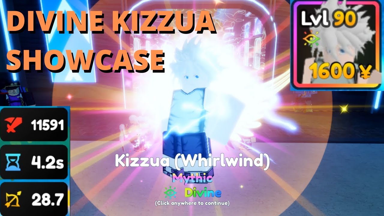 *NEW* UPDATE 4 LEVEL 90 MYTHIC *DIVINE* KIZZUA (WHIRLWIND) SHOWCASE (Roblox Anime Adventures)