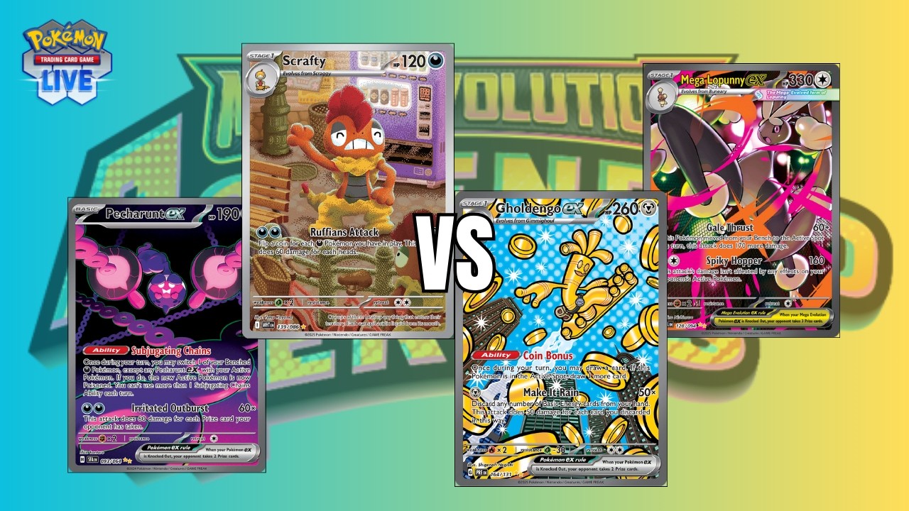 Mega Scrafty ex VS. Gholdengo ex - Jan 2026 Ranked Battle (PTCGL: Mega Evolution - Ascended Heroes)