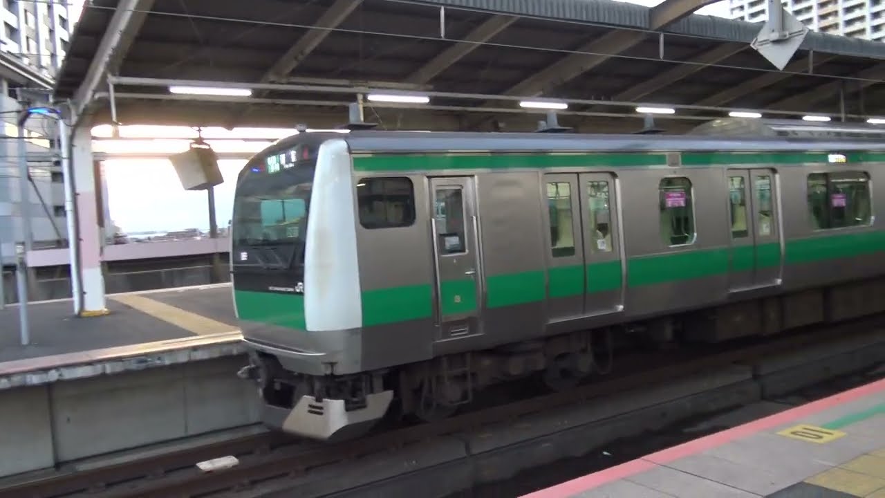 平日夕方の武蔵浦和駅に後続の快速列車の接続待ちでしばらく停車している埼京線上りE233系