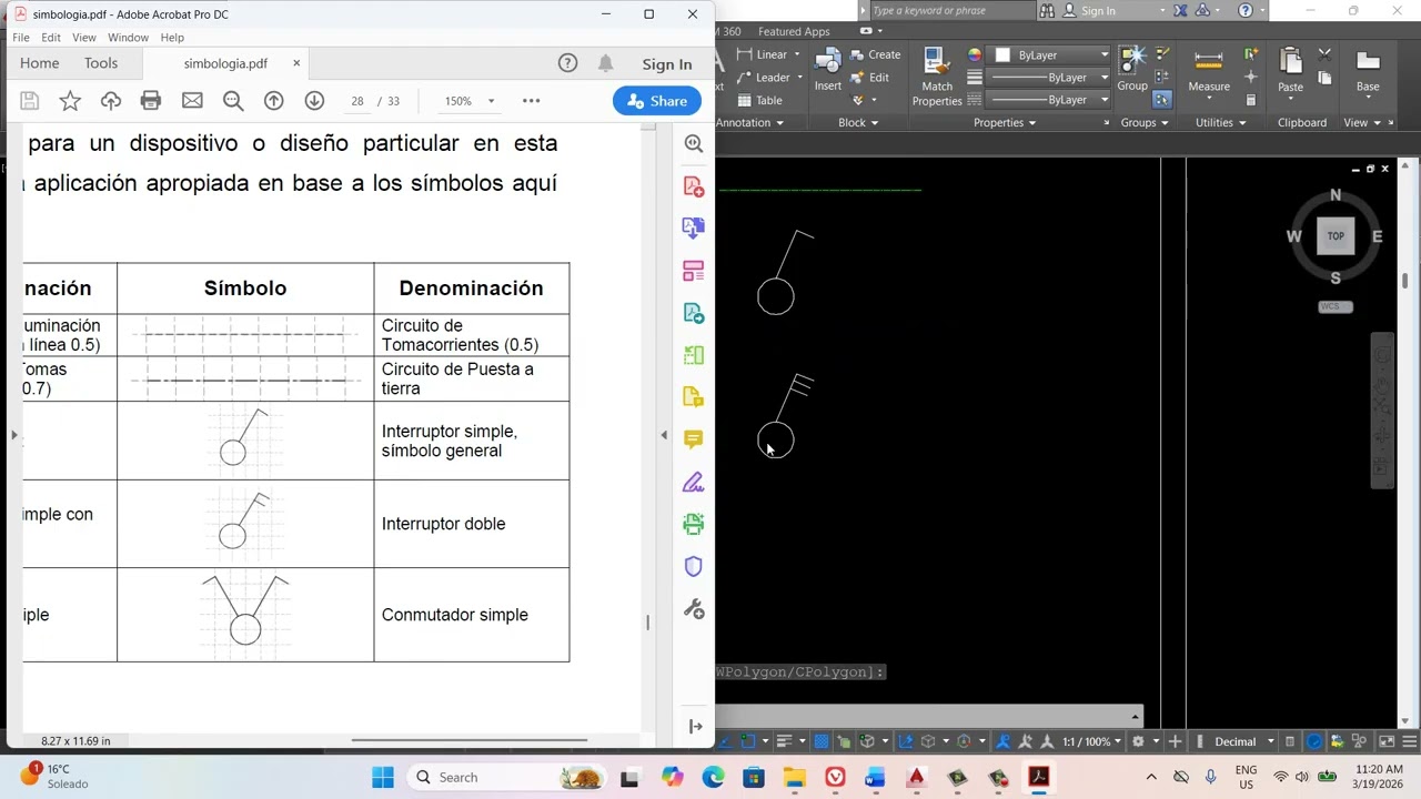 Creación de capas (layers) y símbolos  en AUTOCAD