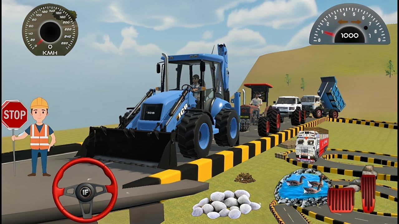 day (64)🔴Drive JCB and Uploading Stone🌋 From tractor and🔥 Dumper Truck in 3d Game  #gaming