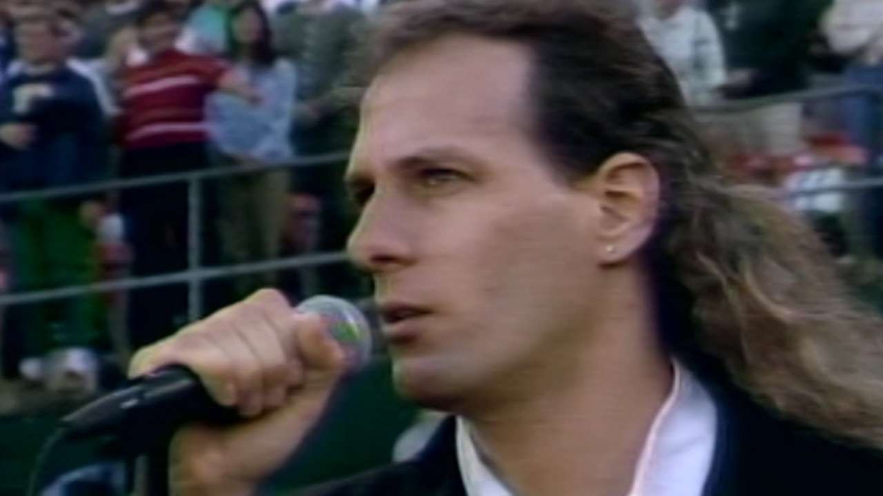 1990WS Gm4: Michael Bolton sings national anthem