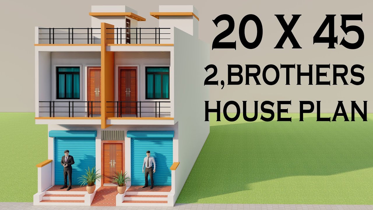 अब 20x45 में दो भाइयों के लिए दुकान और मकान का नक्शा,दो भाइयों के सपनो का घर ,3D New House Map