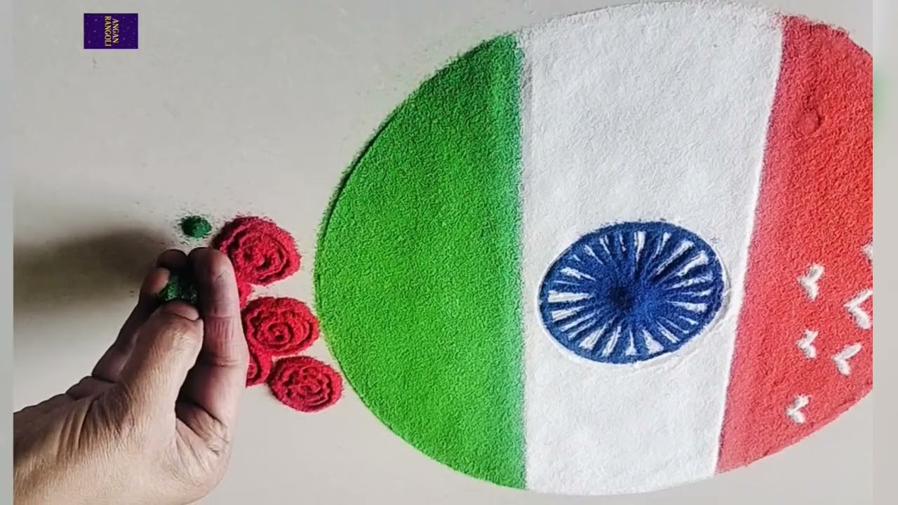 सोपी गणराज्य दिवस रांगोळी ✨#rekhasagarangoli#rangoli #art #indianrangole #painting #viral 