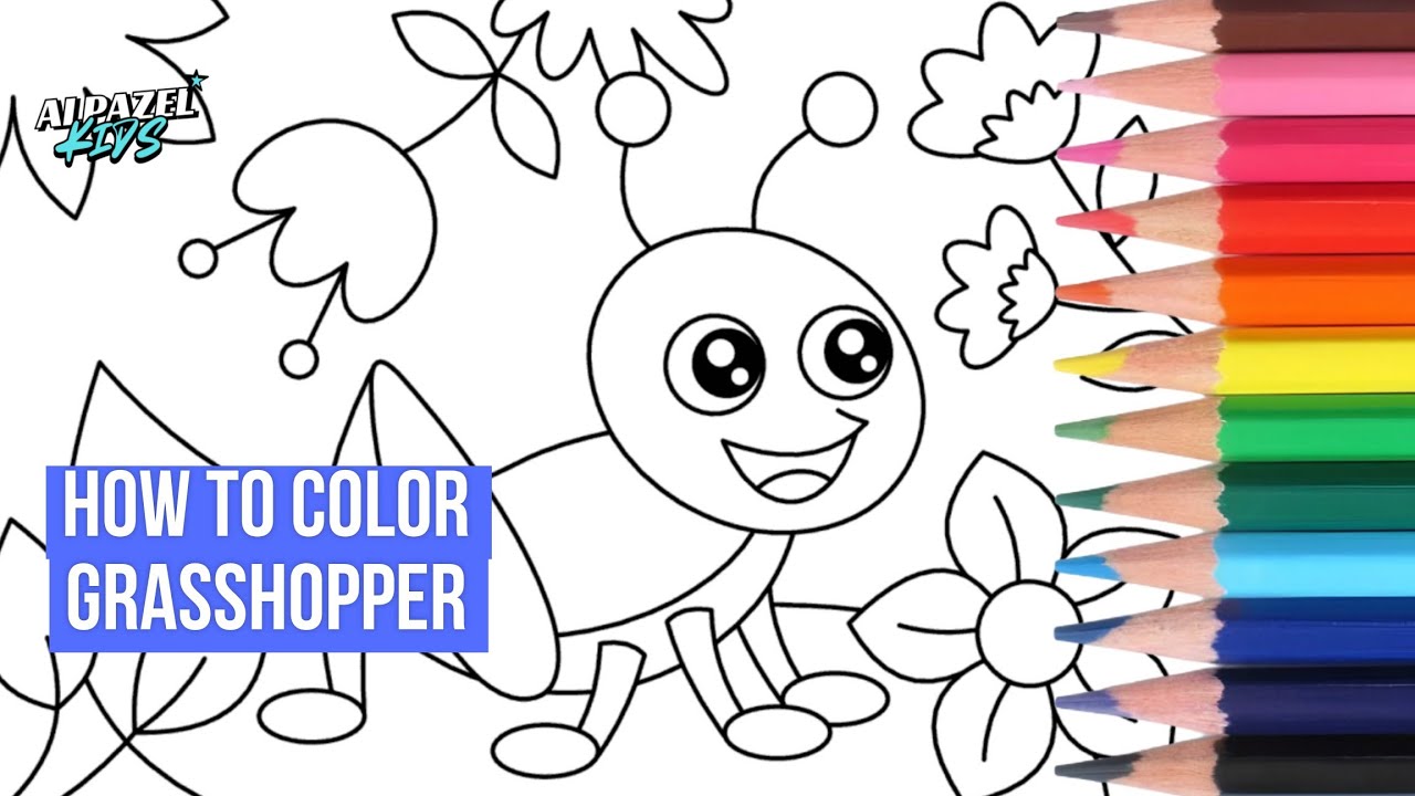 Learn Colors with a Happy Grasshopper! 🦗🎨 | Coloring for Kids