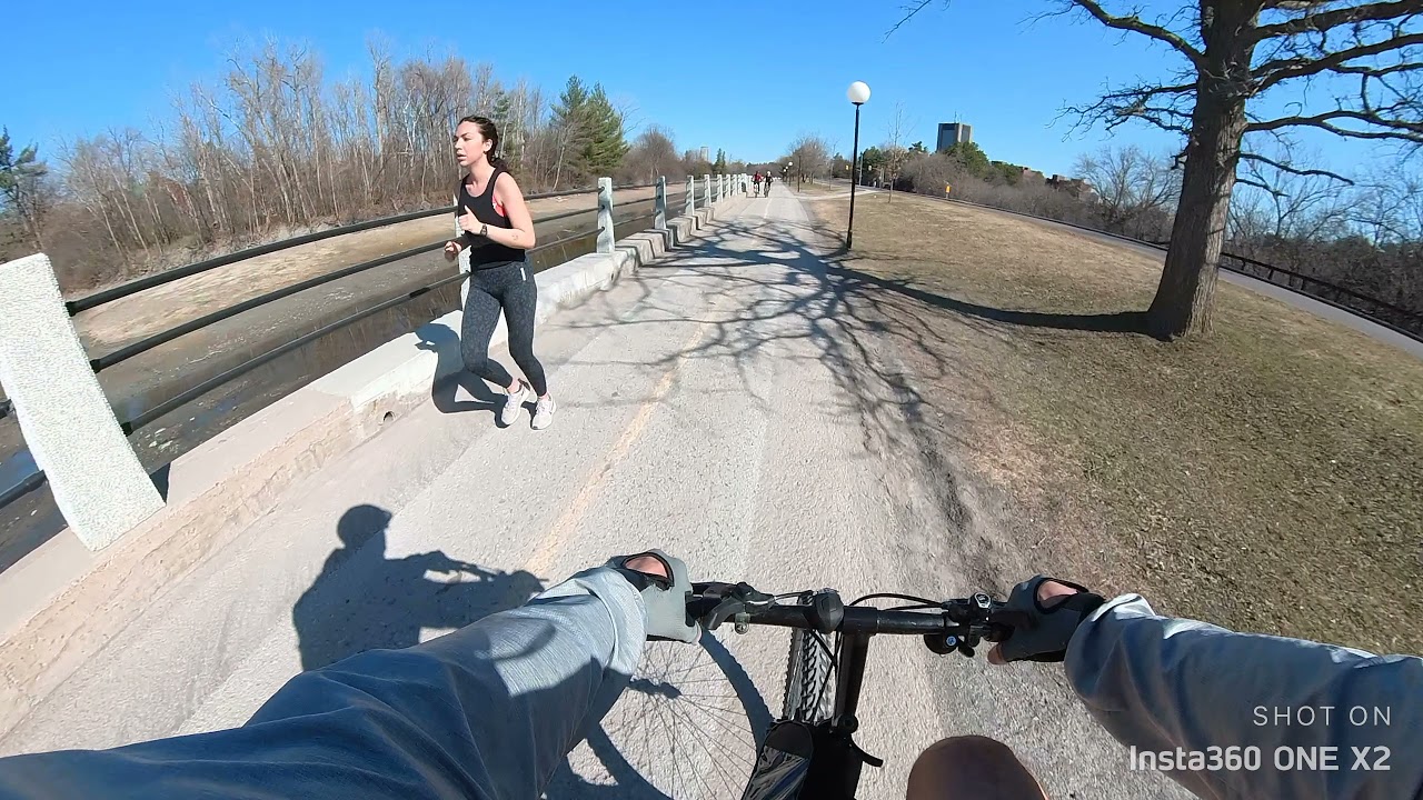 Rideau canal bike ride from Hogs back to Dow's lake - Ottawa Cycling tour spring 2021 - 150&deg; FOV