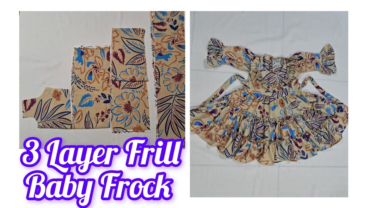 3 layer frill Baby Frock Cutting And Stitching//2/3Years Baby Baby frilly Frock