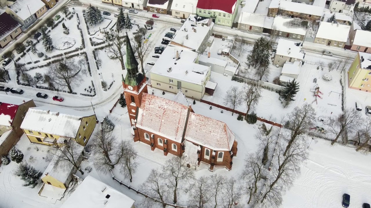 Szubin pod białym puchem z lotu ptaka, 10 lutego 2021