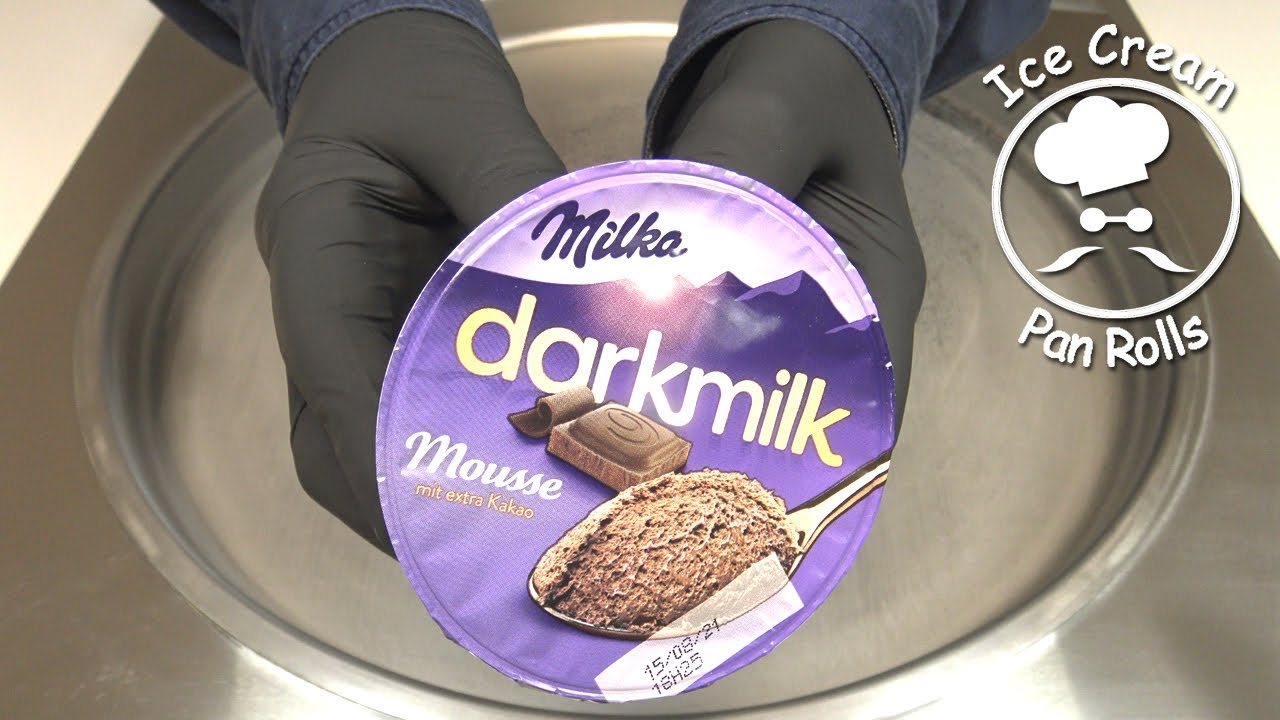 Milka darkmilk Mousse Ice Cream Rolls | ASMR | oddly satisfying rolled ice cream | no talking | 4k